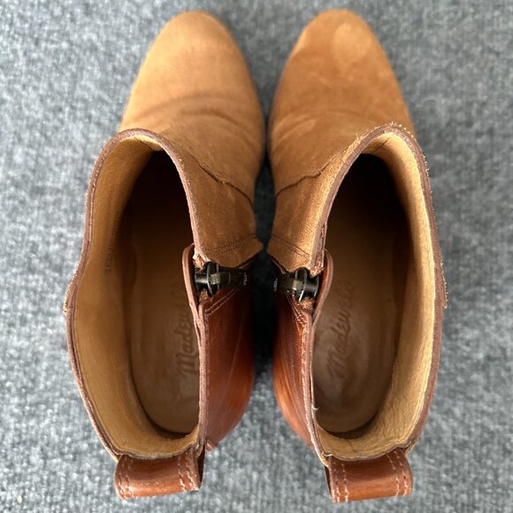 Madewell Asher Booties Womens 7 Brown Suede Leather Side Zip Heel Casual Boots - Picture 8 of 16
